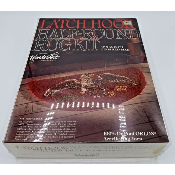 Vintage "Eagle Patriotic" Rug Latch Hooking Kit Half Round 17"X34" #4680 NEW - Picture 12 of 12